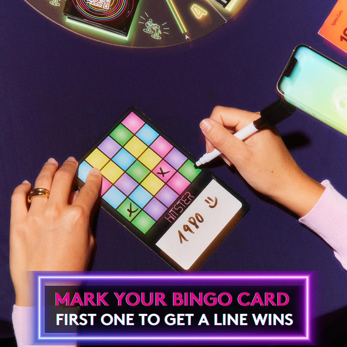 Hitster Bingo - The Electronic Music Trivia Game for Adults - Fun Party Games, Music Quiz Games & Family Game Night Activity - Guess that Tune Music Bingo Game with Disco Ball & 225 Iconic Songs (UK