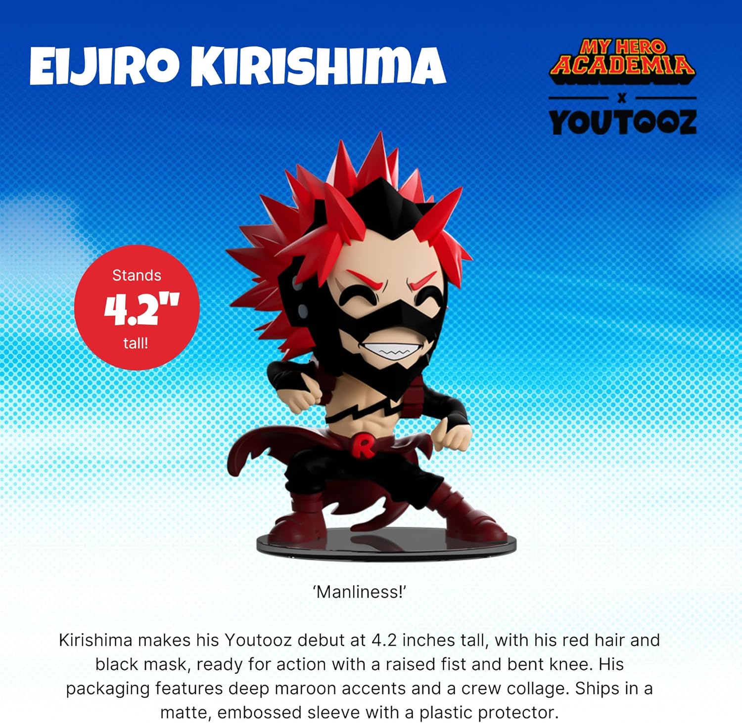 Youtooz My Hero Academia Eijiro Kirishima 4.2" Vinyl Figure, Collectible Eijiro Kirishima from My Hero Academia