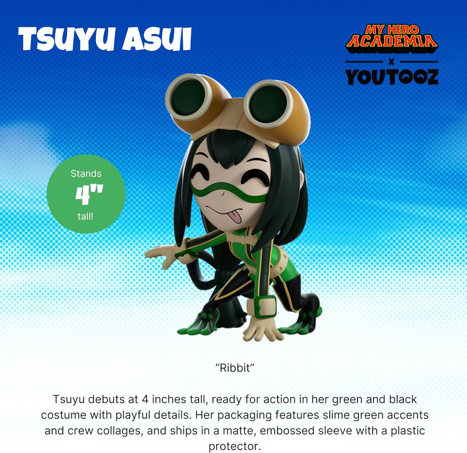 Youtooz My Hero Academia Tsuyu Asui 4" Vinyl Figure, Collectible Tsuyu Asui from My Hero Academia