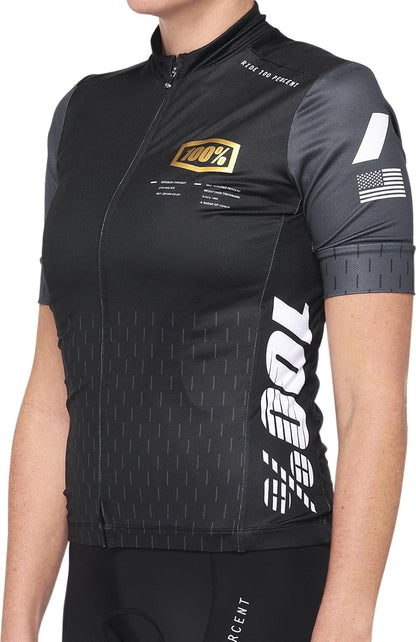 100% Exceeda Damen Kurzarm Fahrrad Jersey (Black/Grey,S