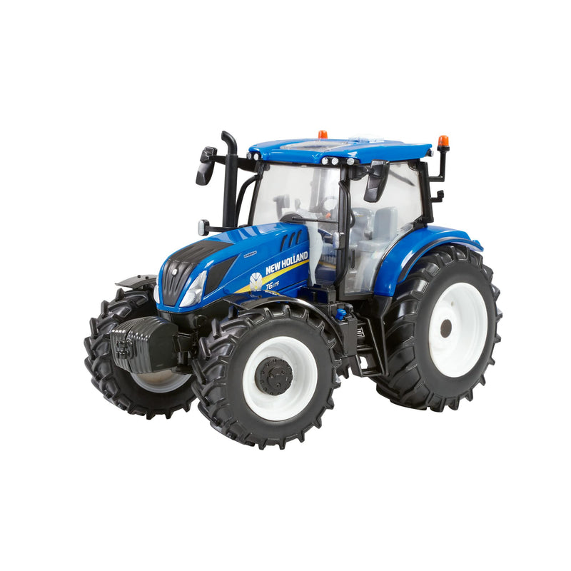 New Holland T6.175 Blue Power Tractor Replica, New Holland Tractor Replica Compatible with 1:32 Scale Farm Animals and Toys, Suitable for Collectors & Children from 3 Years