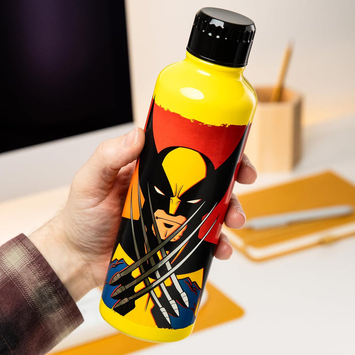 Paladone Wolverine Waterfles van geel en rood metaal met schroefdeksel, officieel gelicentieerde Marvel X-Men herbruikbare roestvrijstalen fles 500 ml, superheldenkoopwaar voor tieners, volwassenen