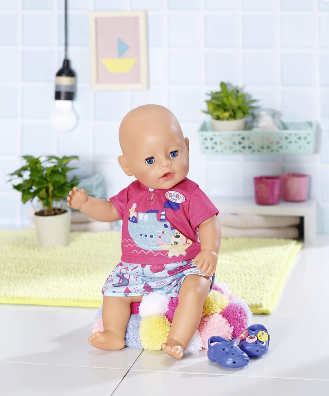 BABY born Bath Pyjamas with Shoes 43cm - For Toddlers 3 Years & Up - Easy for Small Hands - Includes Onesie, Shoes & Hanger