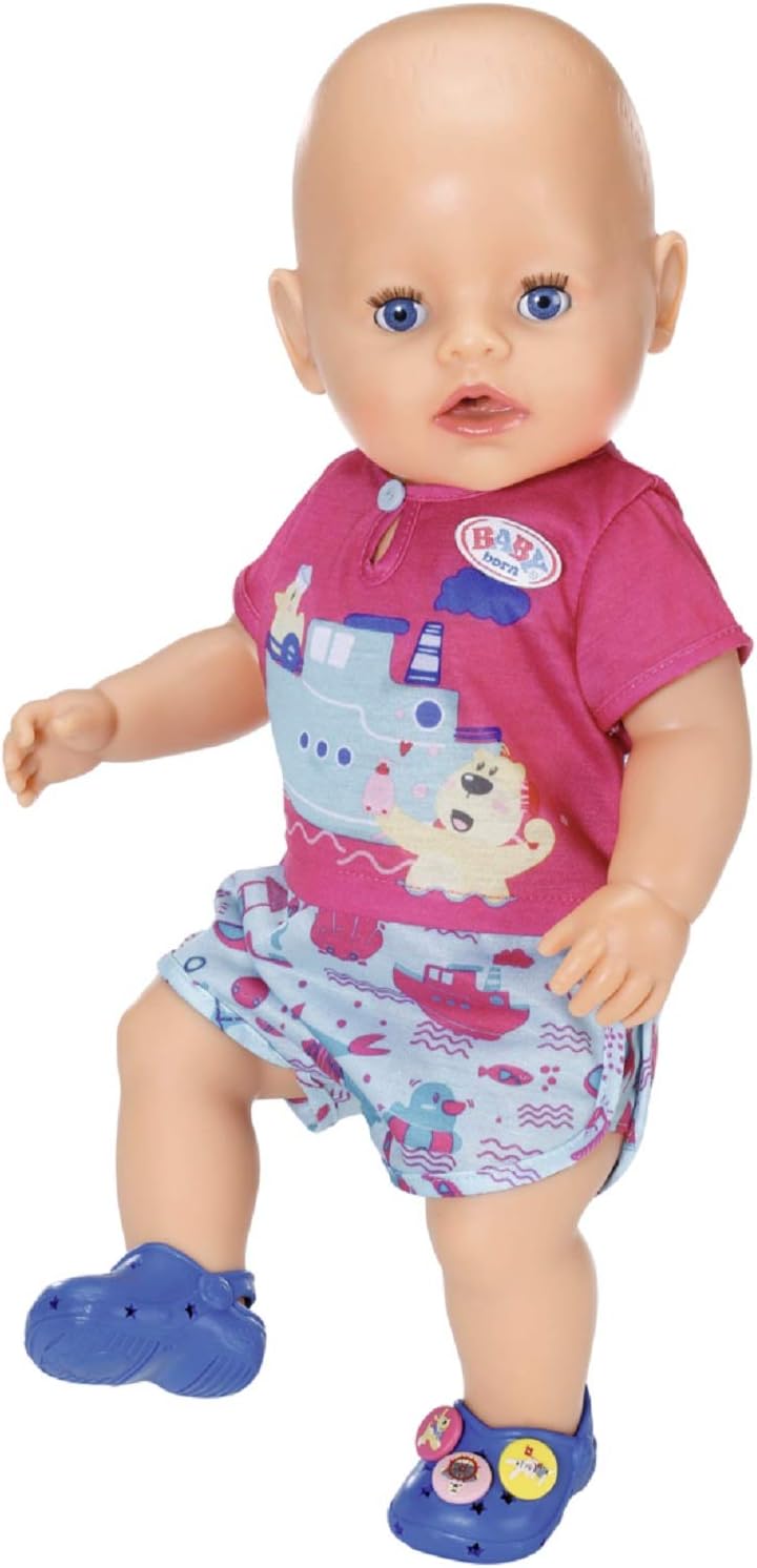 BABY born Bath Pyjamas with Shoes 43cm - For Toddlers 3 Years & Up - Easy for Small Hands - Includes Onesie, Shoes & Hanger