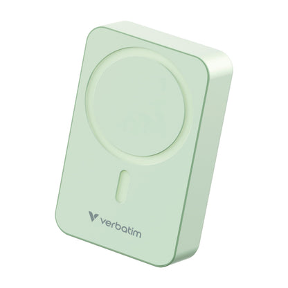 Verbatim Charge 'n' Go Essentials Power Bank MagSafe 20000mAh 15W Magnetic PD 20W Fast Charge with LED Indicator for iPhone 16/15/14/13/12 Pro/Pro Max, Includes USB-C to USB-C Cable, Green