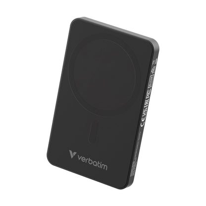 Verbatim Charge 'n' Go Essentials Power Bank MagSafe 5000mAh 15W Magnetic PD 20W Fast Charge with LED Indicator for iPhone 16/15/14/13/12 Pro/Pro Max, Includes USB-C to USB-C Cable, Black