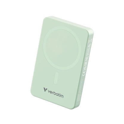 Verbatim Charge 'n' Go Essentials Power Bank MagSafe 10000mAh 15W Magnetic PD 20W Fast Charge with LED Indicator for iPhone 16/15/14/13/12 Pro/Pro Max, Includes USB-C to USB-C Cable, Green