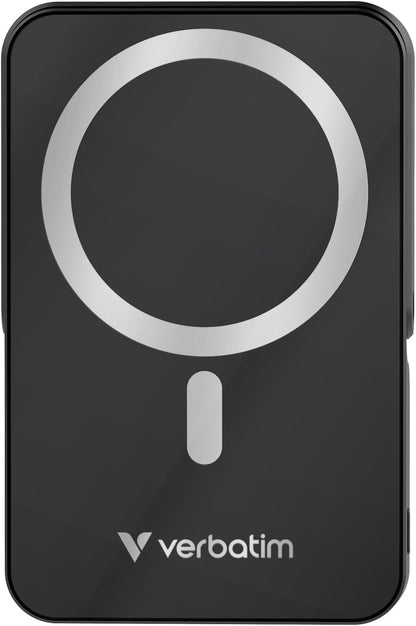 Verbatim Charge 'n' Go MagSafe Power Bank 10,000mAh Black 15W Magnetic - PD 22W Fast Charge LED Indicator & Foldable Stand for iPhone 16/15/14/13/12 Pro/Pro Max - Includes USB-C Cable