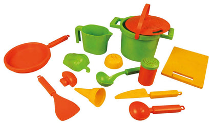 Lena- Set Gioco da Spiaggia e Sabbia, Multicolore, 14 Teile (Kochen Eco), 05401