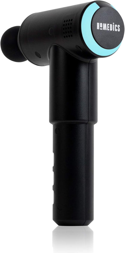 HoMedics , Pistola Massaggio Muscolare, Massaggiatore Portatile per Fisioterapia, Pistola Massaggiante Professionale a Percussione per Tessuti Profondi, 3 Testine, Ricaricabile