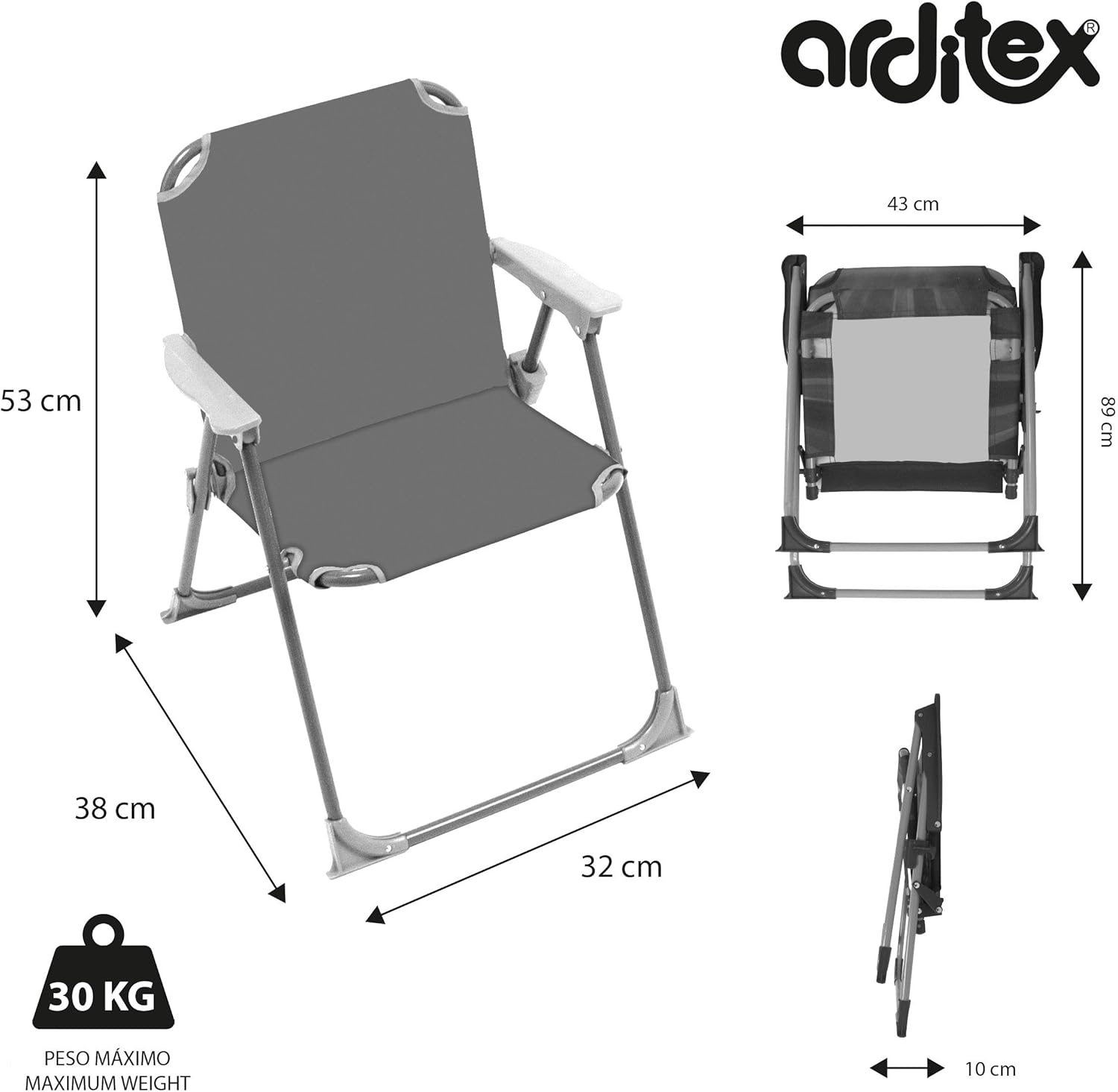 ARDITEX PW16155 Klapstoel met armleuningen, 38 x 32 x 53 cm, Nikkelodeon-Paw Patrol