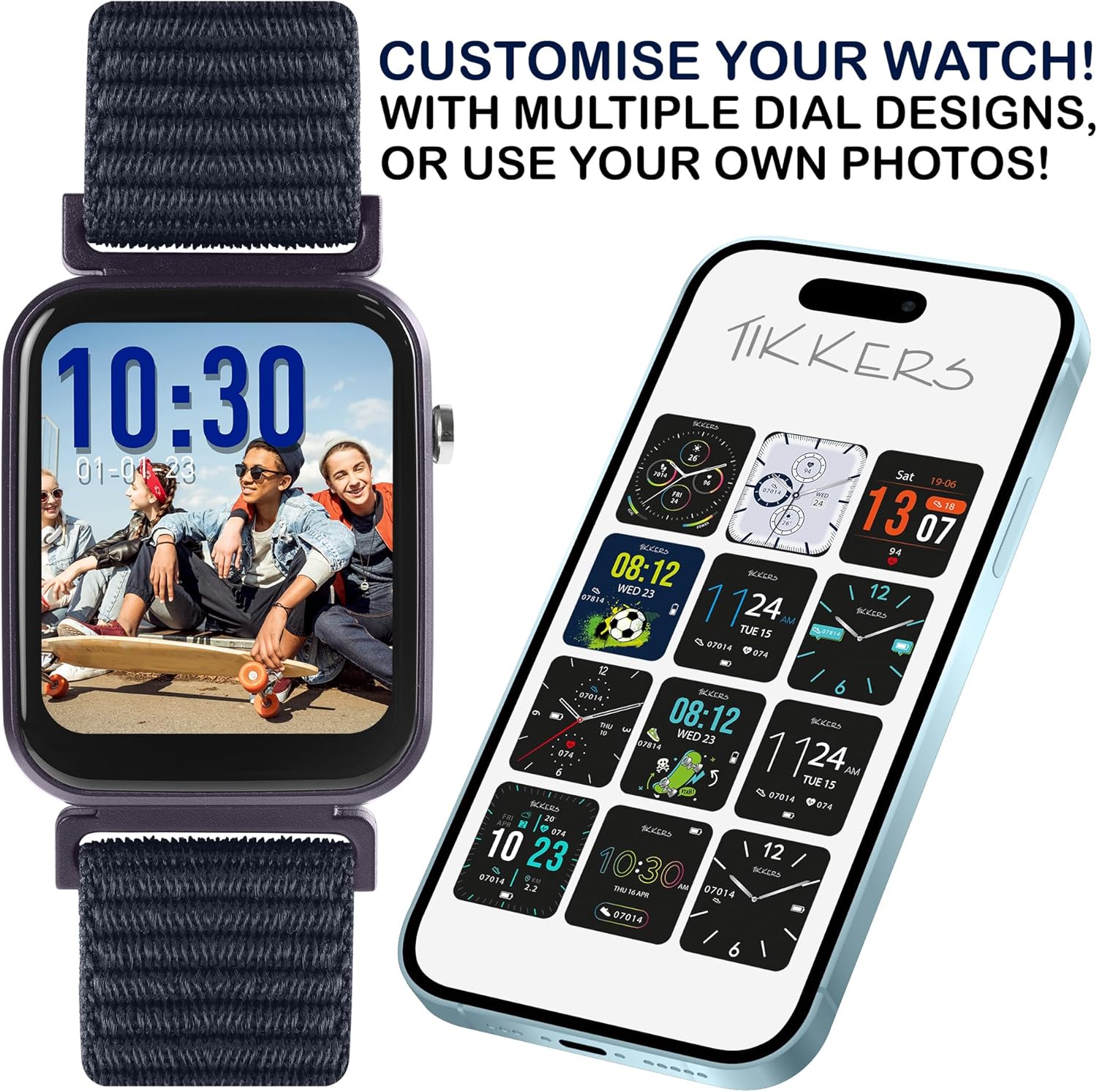 Tikkers Smart Series 13 Navy Riptape Strap Smart watch