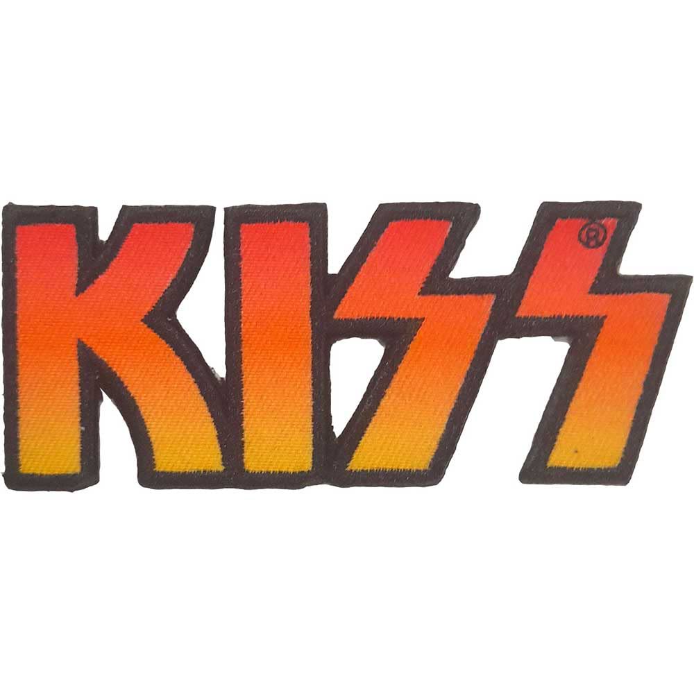 KISS Patch Cut Out Band Logo Official Black Woven Iron On 40 x 95mm One Size