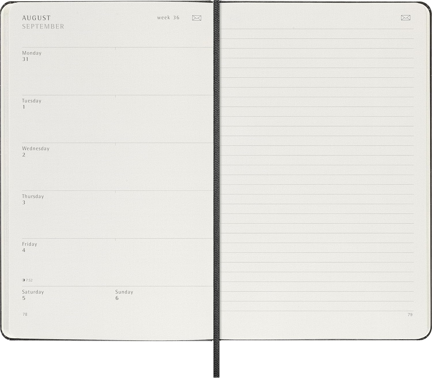 Moleskine Smart Planner 2026, 12-Month Weekly Digital Agenda, Elastic Closure, Black Color, Large Size 13x21 cm
