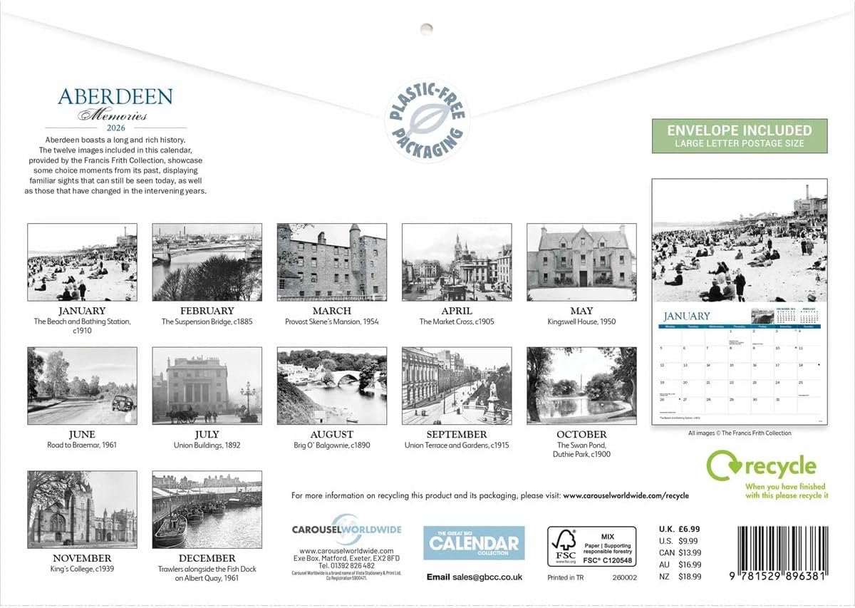 Carousel Worldwide, Aberdeen Memories 2026 A4 Wall Calendar