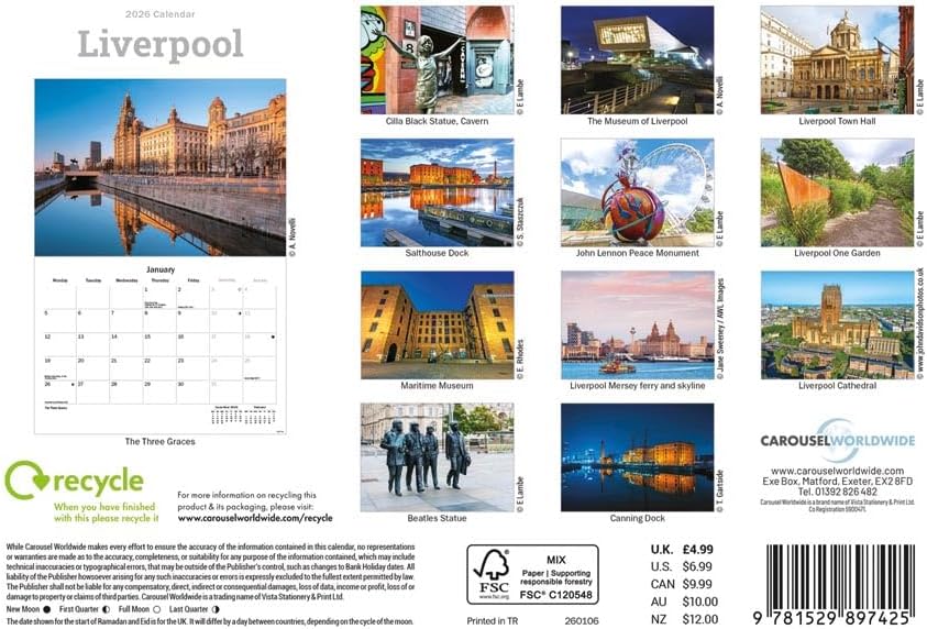 Carousel Worldwide, Liverpool 2026 A5 Wall Calendar