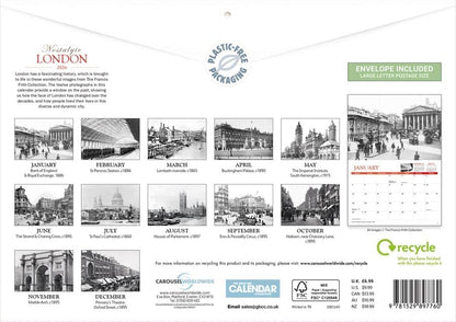 Carousel Worldwide, Nostalgic London 2026 A4 Wall Calendar