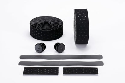BBB Cycling RoyalRibbon Gel Lenkerband Rennrad | Stoßdämpfendes Griffband | Enthält Abschlussband und Lenkerstopfen | Schwarz | BHT-18