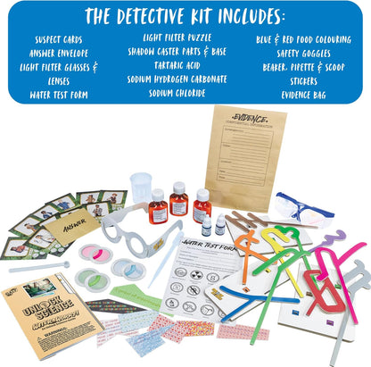 Galt Unlock Science - Water Worry! Kit para niños a partir de 8 años, juego de experimentos científicos STEM y divertido juego de resolución de crímenes, juego de misterio para niños, aprende ciencia