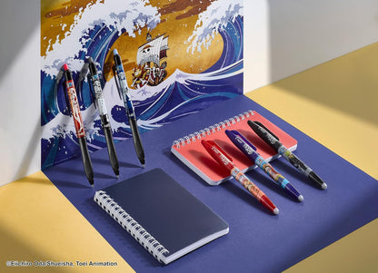 PILOT x ONE PIECE - Collector's Set of 3 Frixion Ball + 3 Frixion Ball Plus + 4 Stickers - Erasable Pens - Limited Edition One Piece - Refillable Inline Skates - Black, Blue, Red - Medium Tip