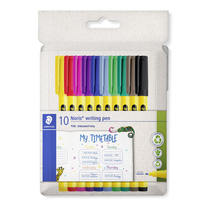 STAEDTLER Noris - Handwriting Pen - 10 Assorted Colours - Pack of 10, 307 C10