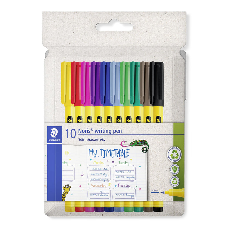STAEDTLER Noris - Handwriting Pen - 10 Assorted Colours - Pack of 10, 307 C10