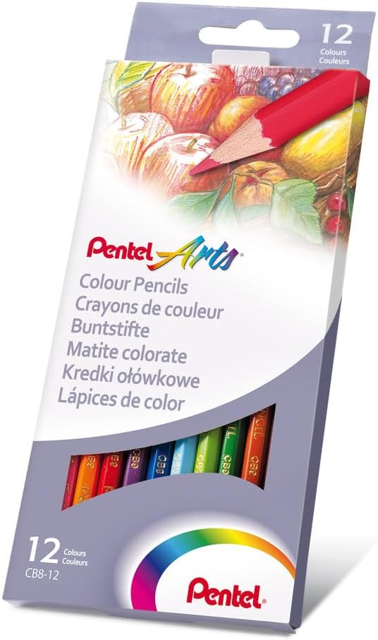 Pentel Arts Colour pencils, Assorted colours, 1 pack of 12 pencils