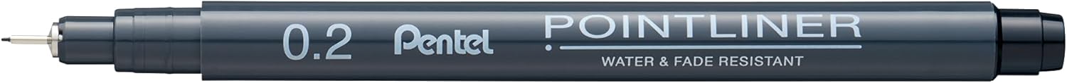 Pentel S20P Pointliner Pigment Liner Technical Drawing Fineliner Pen S20P - 0.03mm, 0.05, 0.1, 0.2, 0.3, 0.4, 0.5 & 0.8mm - Black Ink (Pack of 8