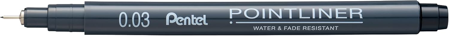 Pentel Pointliner Pigment Liner Technical Drawing Fineliner Pen S20P - 0.03mm to 3.0mm - Black, Sepia, Sanguine & Grey Ink - Pack of 14
