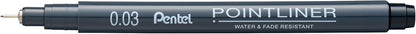 Pentel Pointliner Pigment Liner Technical Drawing Fineliner Pen S20P - 0.03mm to 3.0mm - Black, Sepia, Sanguine & Grey Ink - Pack of 14