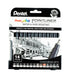 Pentel Pointliner Pigment Liner Technical Drawing Fineliner Pen S20P - 0.03mm to 3.0mm - Black, Sepia, Sanguine & Grey Ink - Pack of 14