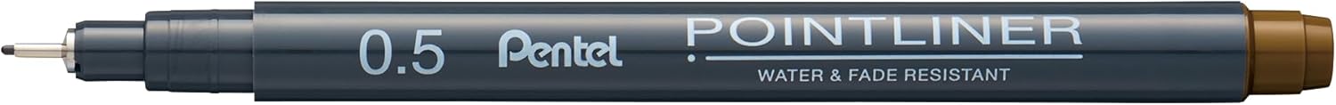 Pentel Pointliner Pigment Liner Technical Drawing Fineliner Pen S20P - 0.03mm to 3.0mm - Black, Sepia, Sanguine & Grey Ink - Pack of 14