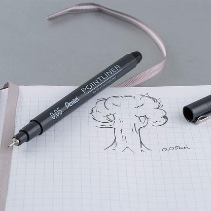 Pentel Pointliner Pigment Liner Technical Drawing Fineliner Pen S20P - 0.03mm to 3.0mm - Black, Sepia, Sanguine & Grey Ink - Pack of 14