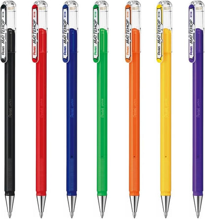 Pentel Mattehop 1.0mm Gel Roller 7pc Wallet - Original Colours