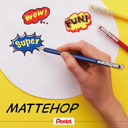 Pentel Mattehop 1.0mm Gel Roller 7pc Wallet - Original Colours