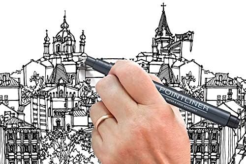 Pentel Arts Pointliner, Black pigment ink, Pack of 5