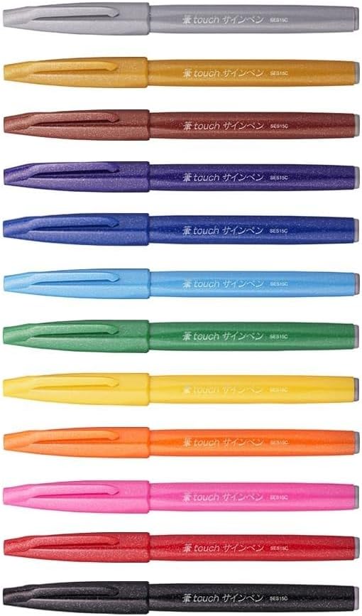 Pentel Brush Sign Pen 12pc Wallet