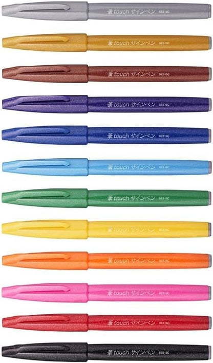 Pentel Brush Sign Pen 12pc Wallet