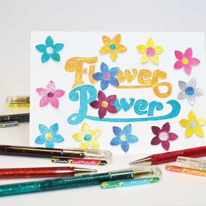 Pentel K110 Hybrid DualMetallic Gel Roller Pens, Fantasy Colours with 2 Glitters (Pack of 8