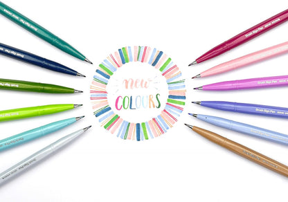 Pentel Arts SES15C Brush Sign Pen Assorted Colours (Wallet of 12