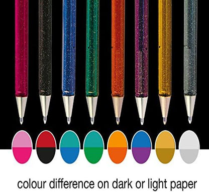 Pentel Hybrid Dual Metallic Liquid Gel Roller Pen YK110/8-M - Pack of 8 Pens in 16 Shimmering Metallic Colours