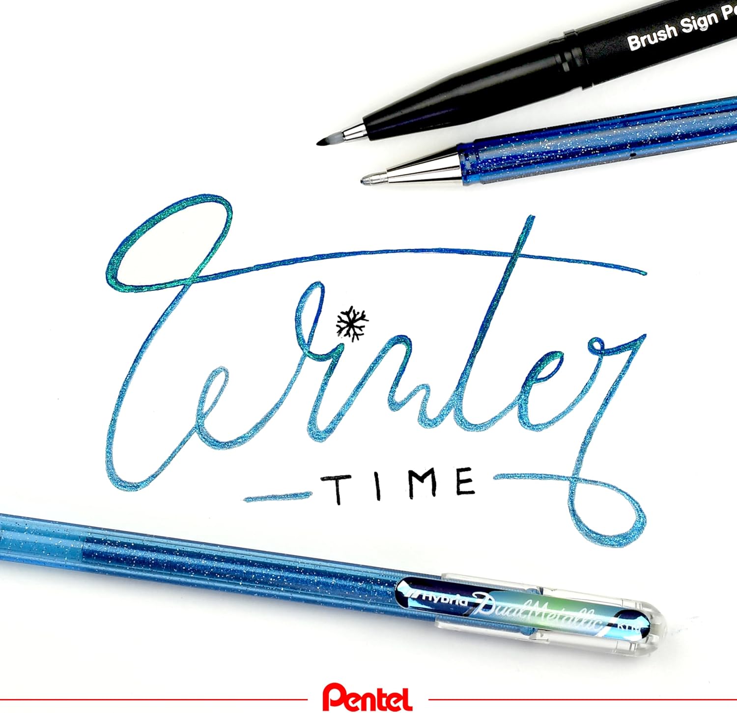 Pentel Hybrid Dual Metallic Liquid Gel Roller Pen YK110/8-M - Pack of 8 Pens in 16 Shimmering Metallic Colours