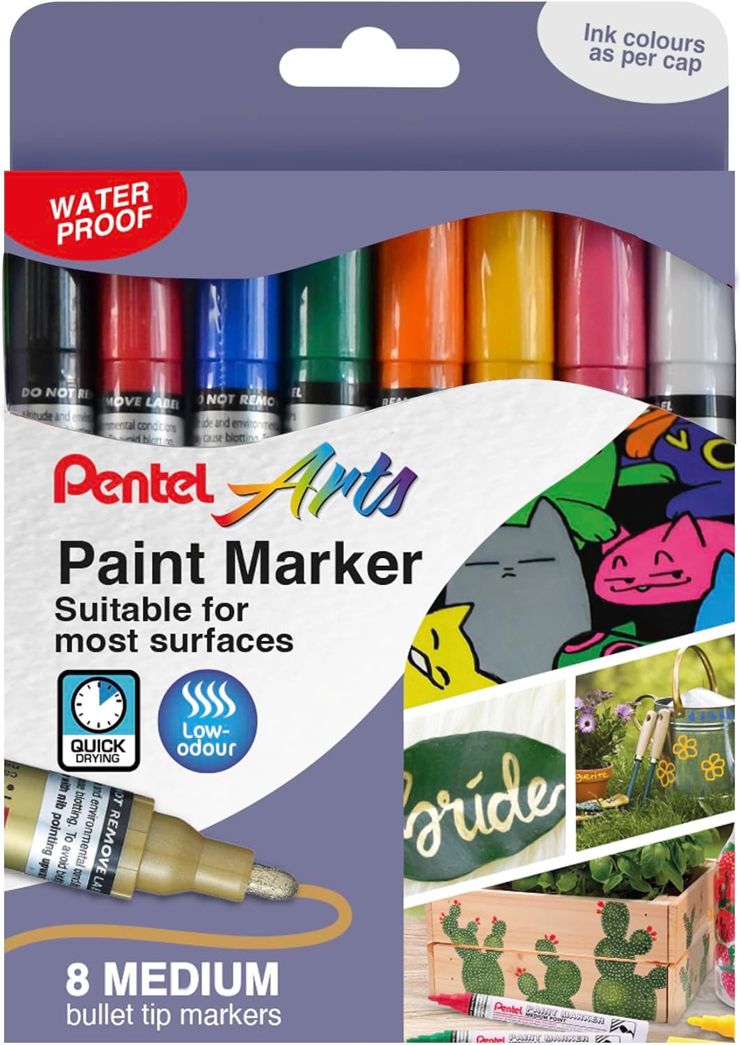 Pentel MMP10 Paint Marker Wallet, Medium 4.5mm Bullet Tip, Standard Colours (8 Marker Pens