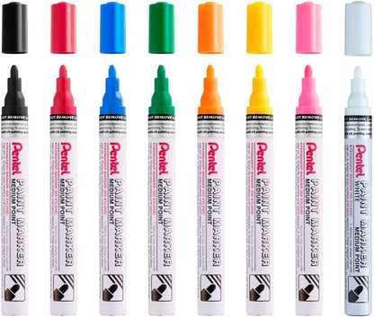 Pentel MMP10 Paint Marker Wallet, Medium 4.5mm Bullet Tip, Standard Colours (8 Marker Pens