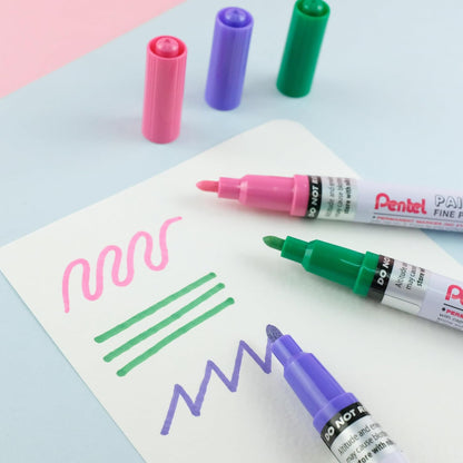 Pentel MSP10 Paint Marker Wallet, Fine 2.9mm Bullet Tip, Standard Colours (8 Marker Pens