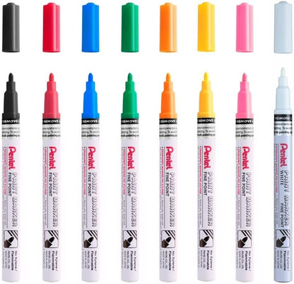 Pentel MSP10 Paint Marker Wallet, Fine 2.9mm Bullet Tip, Standard Colours (8 Marker Pens