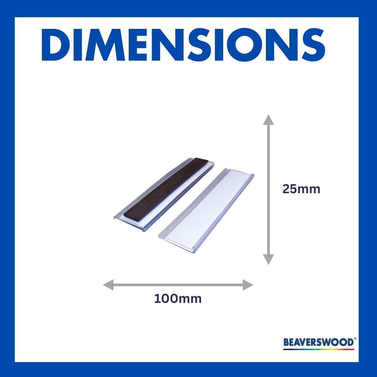 Magnetic Ticket Holder, Metal Label Holder, Magnetic Labels, Large Labels for Storage Boxes - H.25x W.100mm - Pack of 100 - Including Card