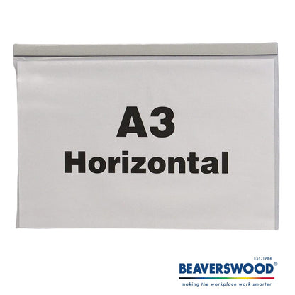 Industrial Strength Clear Pocket, Magnetic, H.316 x W.436mm, A3 Horizontal, Pack of 10 Clear and Durable Presentations, Ideal Rigidity for Everyday Use Display Projects, Protective Shields