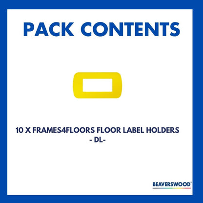Frames4Floors PVC Floor Label Holders For Warehouse DL (210mmx99mm) Yellow (Pack 10) - FFDLY/10