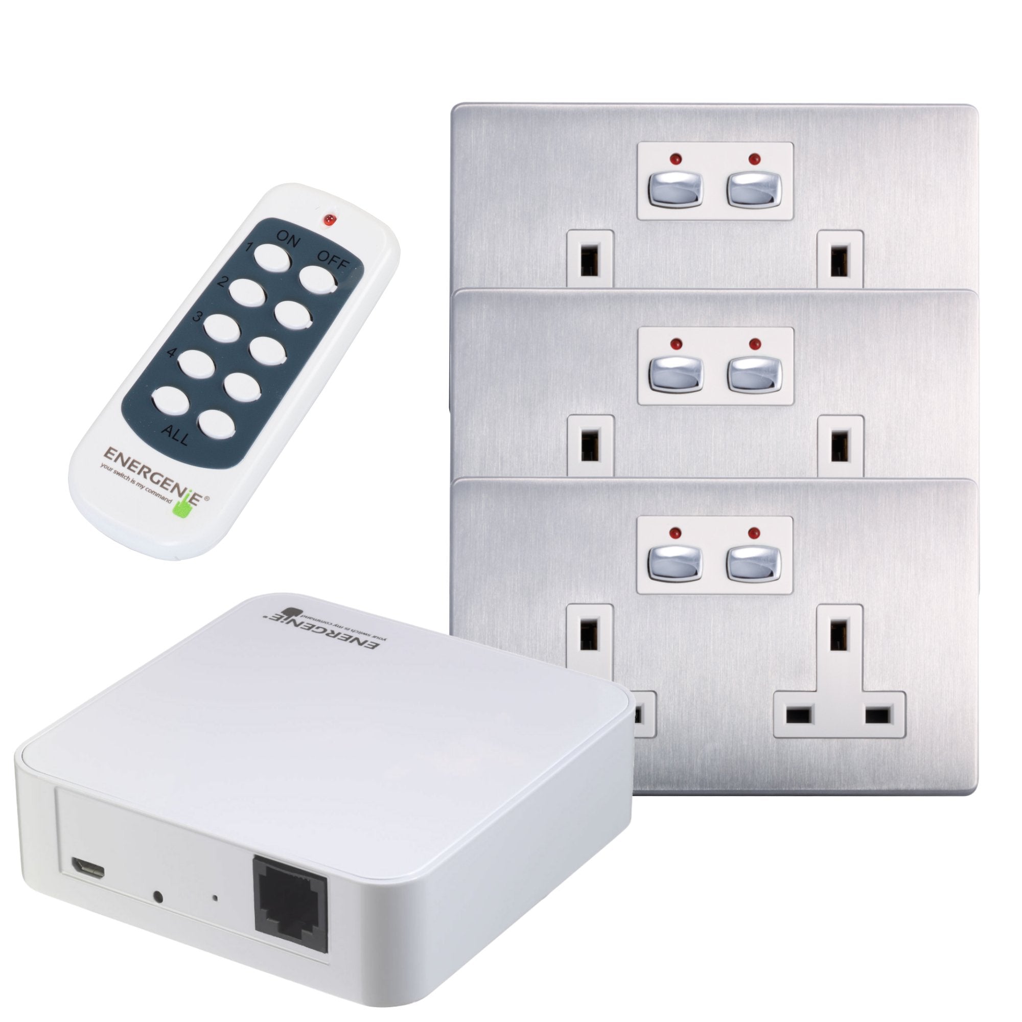 Mi Home DUAL GANG (Steel) SMART POWER SOCKET bundle (GW + 3 x sockets)
